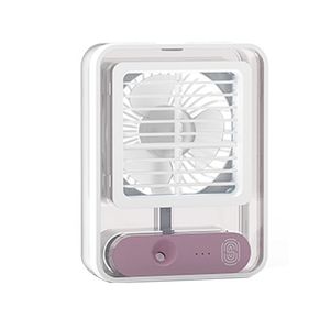 Ventilatori Piccolo ventilatore da scrivania personale con nebulizzazione, luce notturna a LED, ventilatore elettrico per nebulizzazione dell'acqua, ventilatore portatile ricaricabile tramite USB