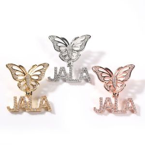 Pendant Necklaces Topbling Custom Name Charm Letter Butterfly 18K Real Gold Plated For Men Iced Out Drop Delivery Jewelry Pendants Dhncf