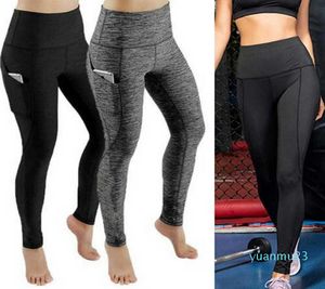 Calça legging de cintura alta com elastano e bolsos de fitness para corrida para mulheres Calças esportivas QuickDry para exercícios de ioga