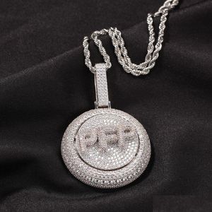 Colares com pingente Personalizável Hip Hop Az Colar de letras Girando Simated Diamantes Banhado a Ouro Real Brilho Deslumbrante Para Qualquer Roupa D Dhtsj