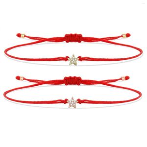 Charm Bracelets Latão Banhado a Ouro Mini Estrela de Cinco Pontos Sorte Pulseira Ajustável Feminino Crianças 2023 Moda Fio Vermelho Jóias Simples Ela