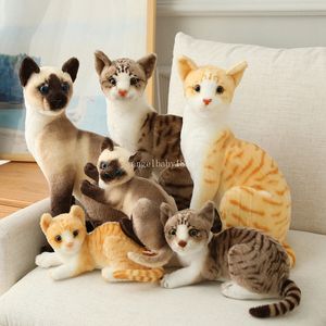 Brinquedo de pelúcia simulado de gatos de 30 cm pequeno gatinho deitado boneca de pelúcia felpudo peluche kawaii doce bebê animal crianças presente reconfortante