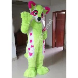 Traje de mascote de raposa de cachorro husky de pele longa de alta qualidade roupas de personagem de desenho animado traje de carnaval de natal unissex adultos vestido de festa de aniversário de carnaval