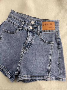 Kvinnors jeans mager sexiga denim shorts kvinnor sommar hög midja flickor mode fast färg amerikansk stil klubb streetwear chic
