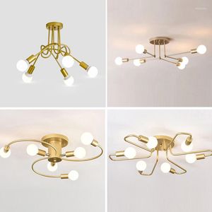 Lampki sufitowe Nowoczesne LED LAMP LAMPE E27 BASE BLACK/Złote 5/6 Głowa do salonu/sypialni oświetlenie wewnętrzne Retro