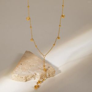 Kedjor Sita 316Lstainfritt stålpärla Långt hänge halsband minimalistiska pläterade metallkrage mode smycken fest gåva