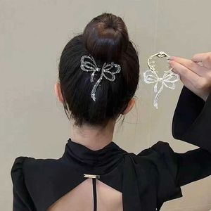 Dangle Chandelier New Light Luxury Rhinestone Bow Ponytail Buckle Hair Clip Hair Claw Korean Fashion Buckle Clip Female Headdress Hair Accessories Z0608