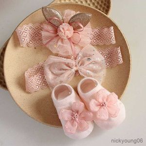 Accessori per capelli Flower Baby Girl Calzini per fascia Set Crown Bows Newborn Band Foot Photo Puntelli per R230608