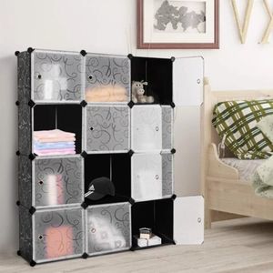 Storage Baskets Cube 12Cube Bookshelf Closet Organizer Shelves Shelf Cubes DIY Square Cabinet Black 230607