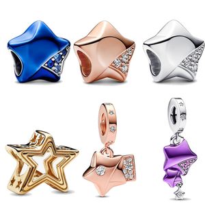 Novo popular genuíno 925 prata esterlina pentagrama Lucky Guard Star pingente contas para Pandora Charm Bracelet joias originais para mulheres, caixa de Pandora de cortesia