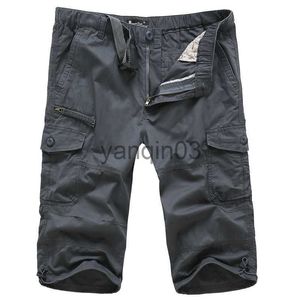 Mäns shorts 2023 Sommarmännens baggy Multi Pocket Militär last Shorts Male Cotton Khaki Mens Tactical Shorts Short Pants S-5XL Free Belt J230608