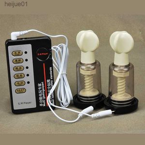 Electric Shock Pulse Therapy Orgasm Masturbation Nipple Vibrator Breast Massager Vagina Sucker Adult Novelty Sex Toys For Woman L230518