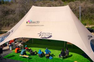 Niestandardowy wydruk 14x19m Outdoor podwójny szczyt stary namiot na imprezie, gwiazda pop-up namiot namiot Canopy-D76mm aluminiowy stop