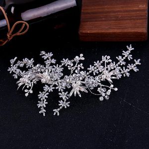 Clip per capelli Luxury Silver Color Pearl Wedding Jewelry Women Crystal Tiara Heads Bridal Accessori fatti a mano per capelli.