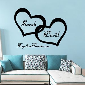 Cuore a cuore Nome personalizzato personalizzato Adesivi murali Carta da parati autoadesiva Per la decorazione della parete della camera da letto Adesivi frase romantica