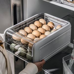 Bottiglie di stoccaggio Cassetto impilabile multistrato Tipo Uovo Scatola da cucina per conservare la freschezza Contenitore per alimenti frigorifero trasparente