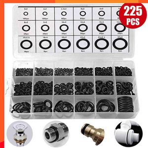 Uppgradera uppgradering 225 st Svart gummi o Ring sortiment bricka packning tätning o-ring kit 18 storlekar med plastbox dammtät tätningstillbehör