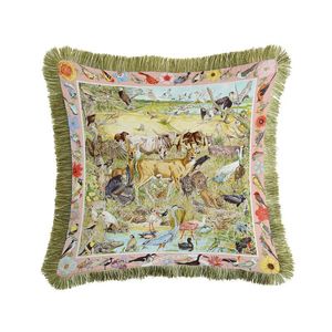 Top Luxury Horse Cheetah Wildlife Animals Print Casa Borlas Throw Fronha Capa Quadrada Capa De Almofada Para Sofá Lombar