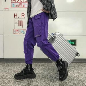 Pantaloni pantaloni da carico streetwear 2021 tute da uomo baggy hip hop joggers pantaloni tasche harem pantaloni per la tuta viola coreano