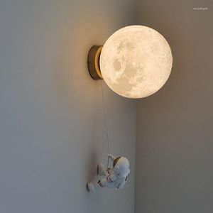 Wall Lamp Nordic Creative Net Red Moon Bedroom Bedside Lights Simple Modern Warm Children's Room Lighting ZB0187#