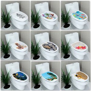 32*39cm Sticker WC Pain Tan Kapağı Sticker Tuvalet Taburesi Komode Çıkartma Ev Dekoru Dekor Dekor 3D Baskılı Çiçek Görünümü