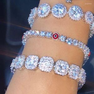 Charm Bracelets Luxo Full Strass Big Tennis Chain For Women Men Fashion Bling Iced Out Square Crystal Bracelet On Hand Jewelry