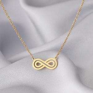 Naszyjniki wiszące stal nierdzewna nieskończoność symbol wisiewniki łańcuch Choker Modny naszyjnik dla kobiet biżuteria ślubna Prezenty One Piece