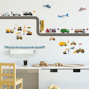 Cartoon Cars Traffic Kids Room Wall Stickers Removable Nursery Decor Kindergarten Art Kids Posters Classroom Home Decoration