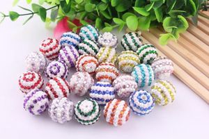 Perlen Kwoi Vita 20 mm, 100 Stück/Lot, Farbe mit weißem Ab-Streifen, gemischte Farbe, klobige Harz-Strassperlen, Kugel für Kinder-Halskette
