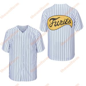 Men's the Warrior Furies Movie Baseball Jersey zszyta biała koszulka sportowa Stripe Sports