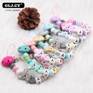 Baby Teethers Toys Koala silicone beads Personalized Name Pacifier Clips Chain Holders Shower Gifts Dummy BPA FREE accessories 230607