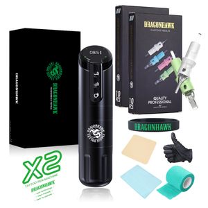 Tatueringsvapen Kit Dragonhawk X2 Pen Högkapacitet Batteri Kropp Trådlös tatuering Maskin Art Permanenta tillbehör för nybörjare Tatueringsförsörjning 230607