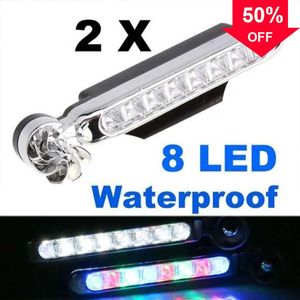 Yeni 2pcs rüzgarla çalışan araba gündüz koşu hafif 8led rotasyon fanı gün ışığı harici güç yok otomatik dekoratif lamba drl far