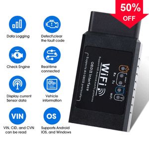 新しいOBD2 WiFi ELM327 V1.5カースキャナー用iOS /Android Auto OBDII OBD 2 ODB II ELM 327 V1.5 Wi-Fiコードリーダー診断ツール