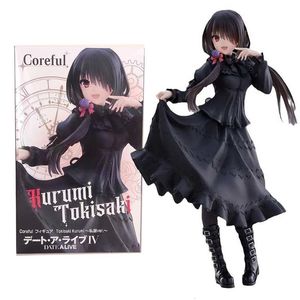 Action Toy Figures 20cm Date A Live Anime Figure Black Dress Casual Wear Kurumi Tokisaki PVC Action Figure Car Decoration Collection Model Toy Gift 230608