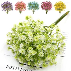 Flores decorativas 6 pçs margarida artificial DIY casamento nupcial buquês de flores Gypsophila bebê respiração flor decoração de casa para vaso de mesa