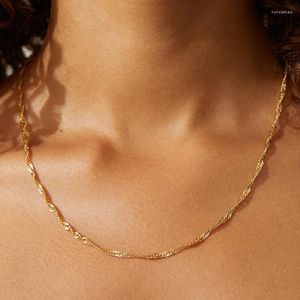 Zincirler klasik temel şık sevimli dalgalanma bükülme zinciri yığılmış moda kolye paslanmaz çelik altın kaplama DIY bayan kadınlar erkekler