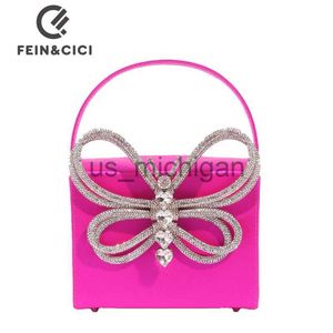 Abendtaschen Strass Schmetterling Schleife Abendtasche Damen Designer Vintage Party Kleine Klappe Box Geldbörse Totes Handtasche 2022 Hot Pink Schwarz Blau J230608