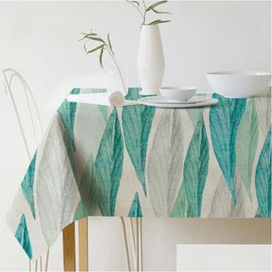 Table Cloth Green Plant Print Tablecloth Linen Waterproof Art European Er For Party Home Decoration Wholesale Dbc Drop Delivery Gard Dhaxe