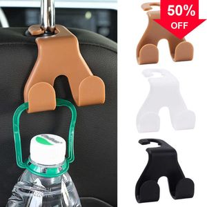 New Car Back Seat Double Head Hooks Headrest Hanger Handbag Bag Clip Hanging Holder Auto Organizer Storage Hook Interior Accessories