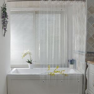 Shower Curtains Clear Shower Curtain Waterproof White Plastic Bath Curtains Liner Transparent Bathroom Mildew PEVA Home Luxury with Hooks 230607