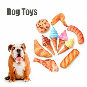 Creative Funny Simulation Dog Chew Toys Ice Cream Fruit Bread Bite Resistant Squeeze Sound For Pet Dog Cat Juguete Para Perros