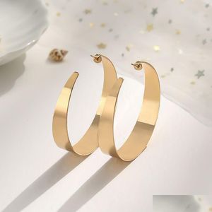 Hoop Huggie Minimalist Gold Metall Großer Kreis Geometrische Runde C-Form Ohrringe für Frauen Mädchen Schmuck Geschenke Drop Lieferung Dhoxb