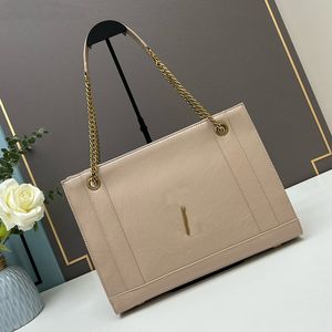 Cadeia Tote Bag Shopping Handbags Ladies Handbags Purse Crossbody Bags Couro Genuíno Bottom Rebite Fashion Letter Large Capacity Shoulder Package