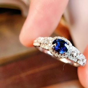 Кластерные кольца 7086 JY Solid 18k Gold Nature 0,38CT Blue Sapphire для женщин.