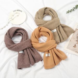 Scarves 2023 Women Autumn Winter Solid Color Scarf Slim Neckerchief Soft Brown White Warm Knitted Woolen Ins Neck Pashmina Shawl