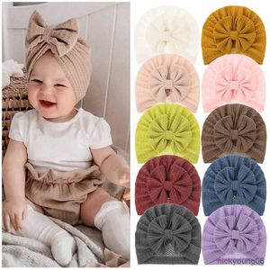 Akcesoria do włosów Waffle Bowknot Nowonarodzona dziewczynka turban dla niemowląt Soft Cotton Bow Emisle Pasme Toddler R230608