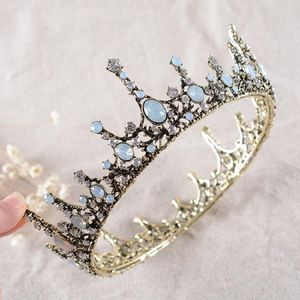 Hårklipp vintage tiaras barock gyllene strass kronor kristall full cirkel brud diadem huvudstycke smycken bröllop tillbehör