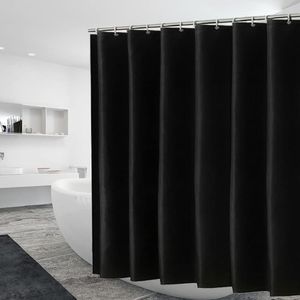 Shower Curtains Heavy Duty Solid Shower Curtain Fabric Waterproof Bathroom Curtain Long Stall Size 230CM Black White Grey Brown Blue Color 230607