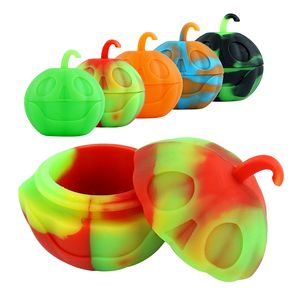 5ml Mini Contenitori di cera di silicone Zucca a forma di teschio Design Storage Scatola liscia Scatola antiaderente Contenitore in silicone Vasi per uso alimentare Dab Tool Storage Jar Bho Oil Holder DHL